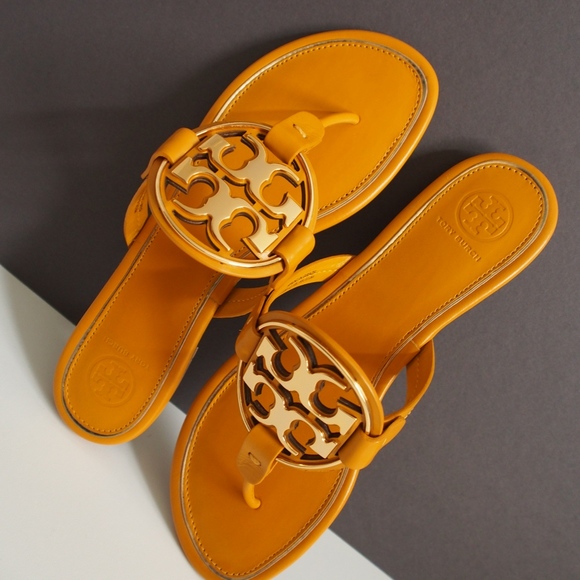 Tory Burch Shoes - Tory Burch Miller Metal Logo Sandals-8.5 GoldenR.